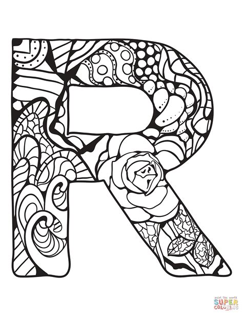 letter  zentangle coloring page  printable coloring pages