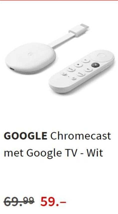 google chromecast met google tv wit aanbieding bij mediamarkt