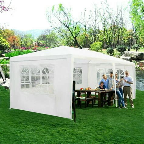 gymax outdoor  canopy tent heavy duty wedding party tent  sidewalls window walmart