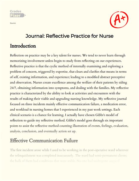 journal reflective practice  nurse essay   words