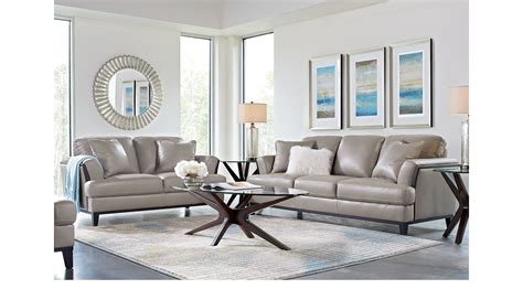 leather living rooms rooms   augustina gray leather  pc living