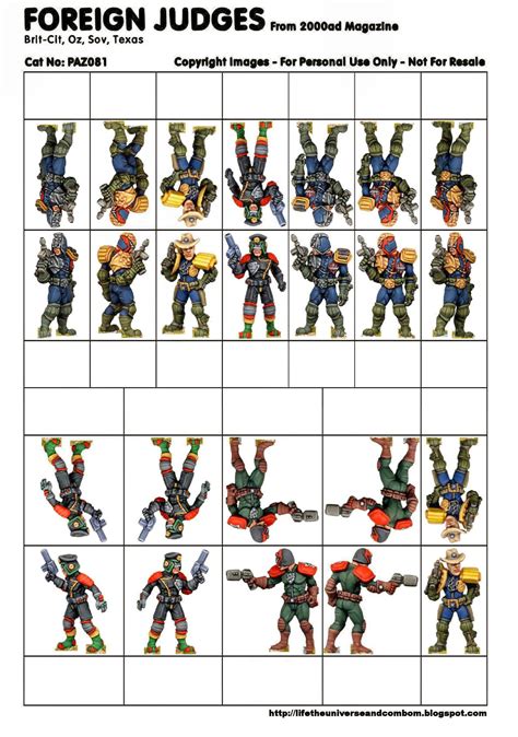 papercraft tabletop rpg figures  pazza  print  play judge dredd foreign judges