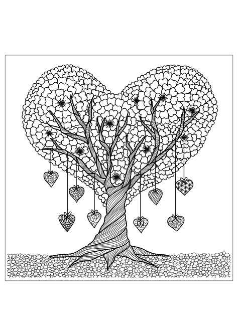 tree details flowers adult coloring pages