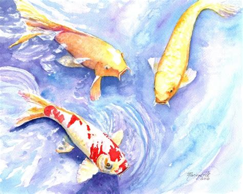 koi art print koi fish art asian koi paintings koi pond orange koi