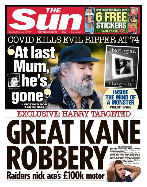 sun front page   november  tomorrows papers today