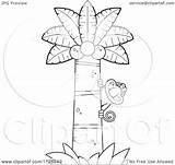 Monkey Tree Coconut Palm Clipart Cartoon Outlined Coloring Baboon Proboscis Thoman Cory Vector Behind Looking Around 2021 Clipartof sketch template