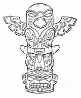 Coloring Totem Pole sketch template