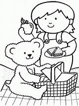Picnic Teddy Bear Pages Coloring Girl Family Going Bears Preschool Little Her Kids Picnics Printable Netart Color Colouring Crafts Activities sketch template