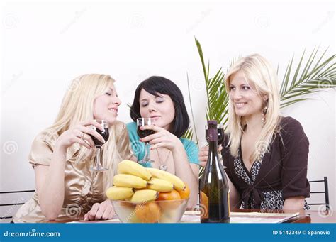 girlfriends drinking wine and having fun stock image image of