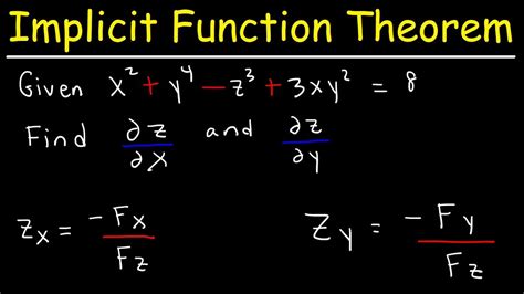 implicit differentiation  partial derivatives   implicit function theorem calculus
