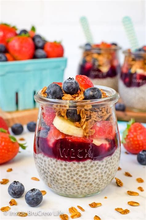 chia seed pudding parfaits fresh fruit granola and creamy chia