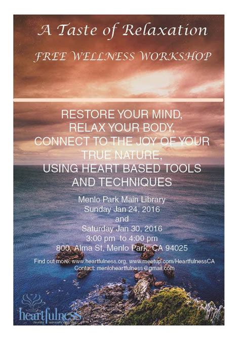 A Taste Of Relaxation Free Wellness Workshop Restore Your Mind