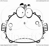 Chubby Surprised Blowfish Clipart Cartoon Outlined Coloring Vector Thoman Cory Royalty sketch template
