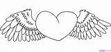Heart Coloring Pages Printable Kids Wings sketch template