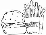 Coloring Fries French Potatoes Hamburger Pages sketch template