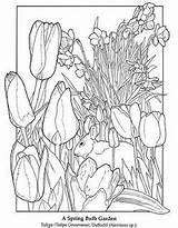 Spring Coloring Pages Garden Nature Flowers Colouring Flower Season Printable Para Dover Book Adult Color Tulips Publications Colorear Print Welcome sketch template