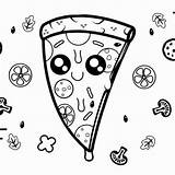 Kawaii Coloring Pages Pizza Cupcake Happy Donut Kitten sketch template