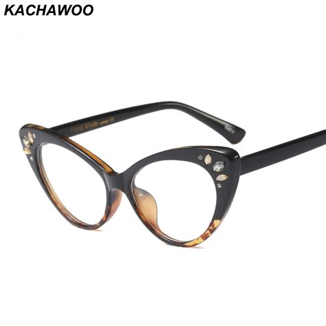 Kachawoo Cat Eye Eyeglasses For Women Optical Brown Purple
