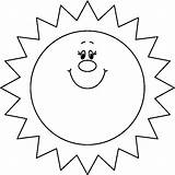 Sun Cliparts Clipart Coloring Sunshine Bw Happy sketch template
