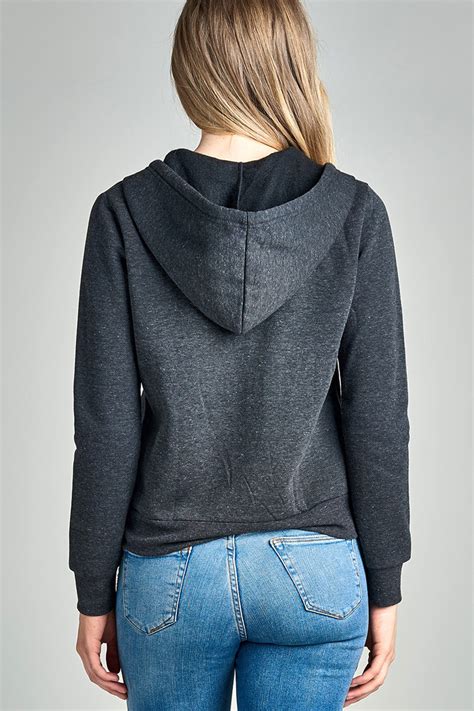 womens basic zip  fleece hoodie jacket lightweight  pockets ebay