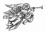 Angel Clipart Angels Trumpet Clip Guardian Gabriel Christmas Cliparts Religious Drawings Google Man Christian Warrior Bible Trumpets Archangel Painting Drawing sketch template