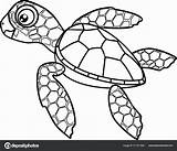 Turtle Coloring Sea Cute Cartoon Hatchling Pages Drawing Loggerhead Turtles Adults Illustrations Clip Adult Vector Clipartmag sketch template