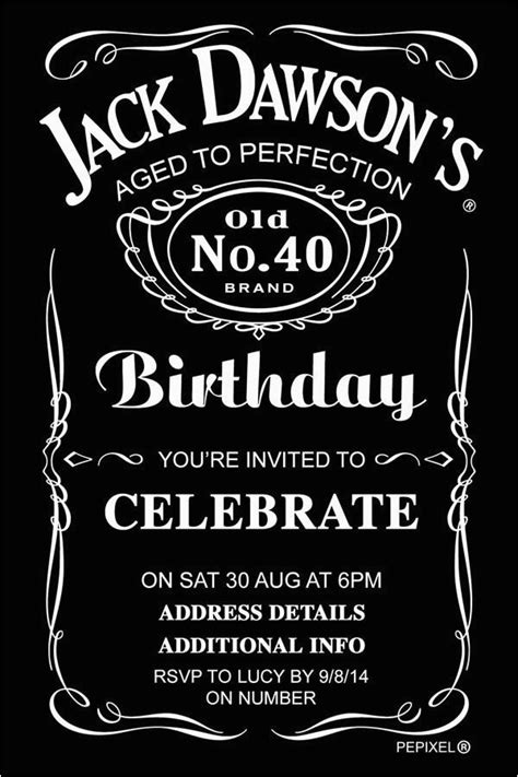 jack daniels birthday invitation template  jack daniels birthday