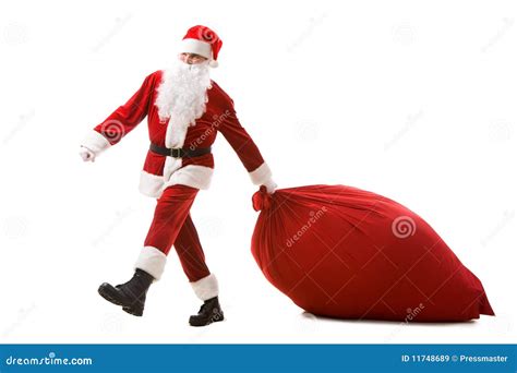 carrying sack stock image image  claus merry christmastime
