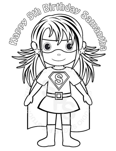 personalized printable superhero girl birthday party favor childrens