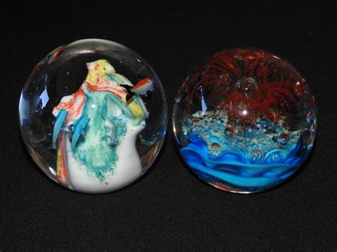 Lot Seven Art Glass Paperweights 1 Signed