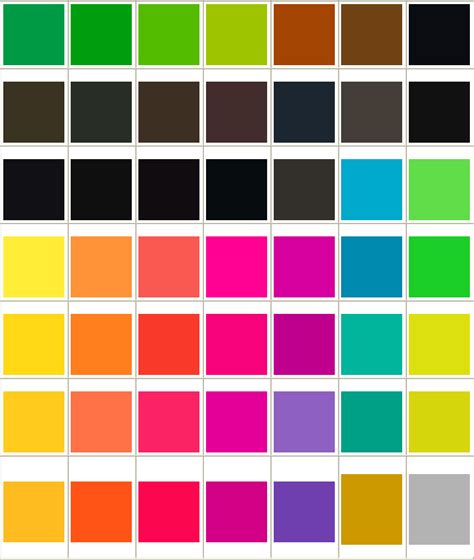 general printing color chart