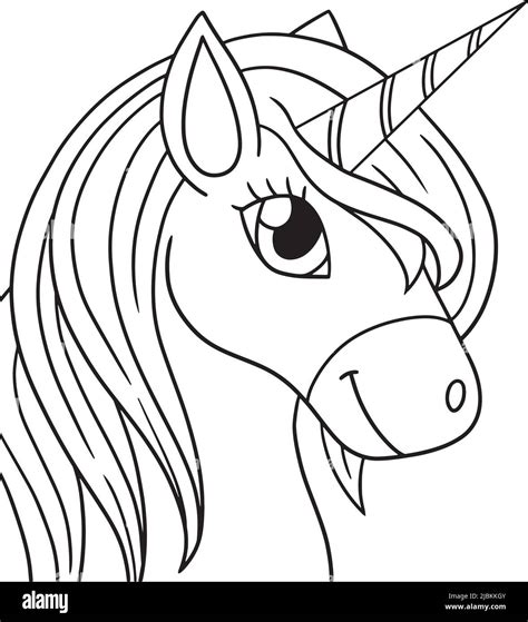 unicorn head isolated coloring page  kids stock vector image art