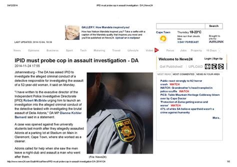 Ipid Must Probe Cop In Assault Investigation Da News24