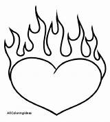 Flames Hearts sketch template