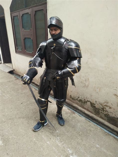 combat full body armour black knight wearable medieval knight suit  armor etsy