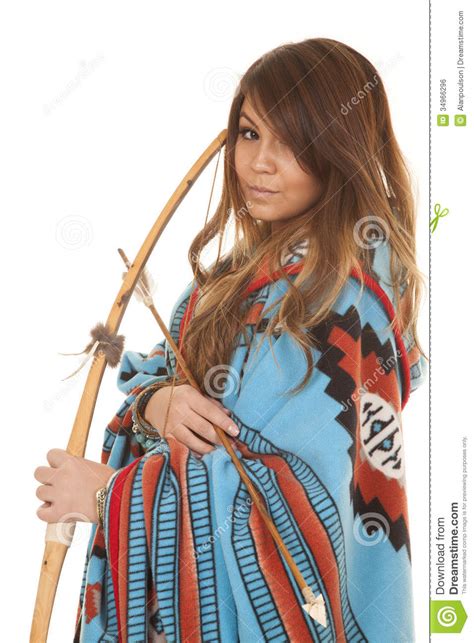 Native American Woman Bow Blanket Close Royalty Free Stock