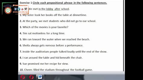 exercises  prepositional phrases grade  english youtube