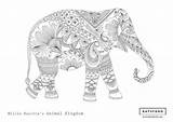 Elephant Zentangle Coloring Pages Mandala Animal Colouring Adult Elephants Animals Template Books sketch template