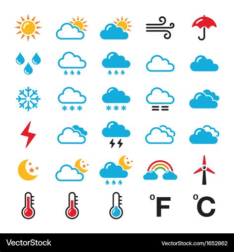 weather forecast colorful icons set royalty  vector