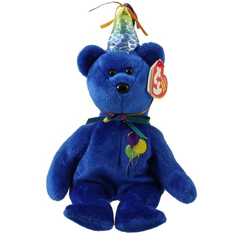 ty beanie baby happy birthday  bear  blue version