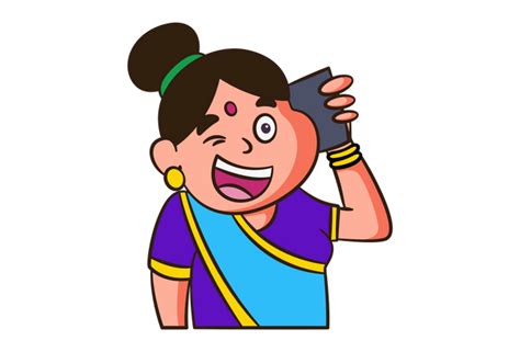 Best Premium Indian Mother Talking On Phone Illustration Download In