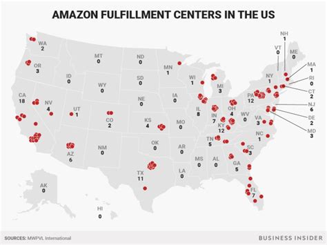 map  amazons warehouse locations shows     america