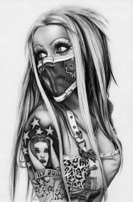 masked and inked girl tattoos lowrider art tattoos
