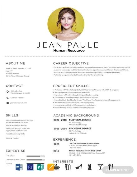 hr fresher resume template word  format