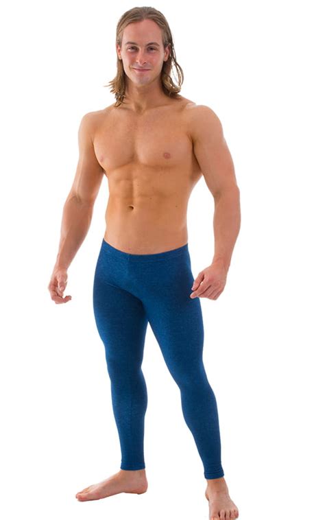 low rise leggings tights in blue denim cotton lycra by skinz