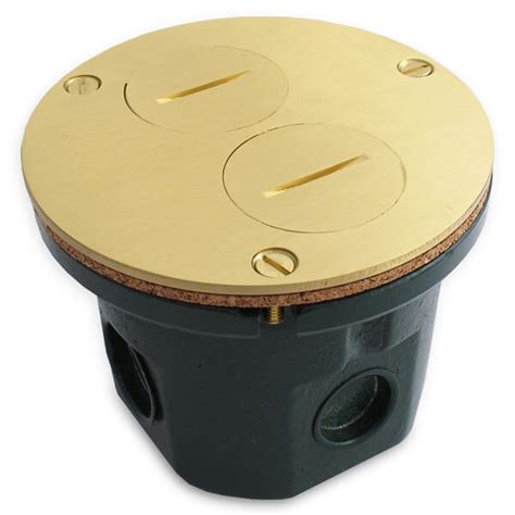 duplex receptacle floor box assembly brass cover plate leviton