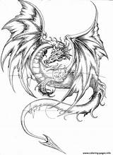 Coloring Pages Dragons Printable Difficult Adults Animals Print Dragon Color Line sketch template