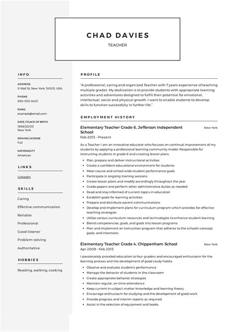 teacher resume writing guide  samples