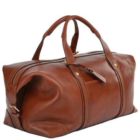 mens leather travel holdall cognac stanley leather luggage