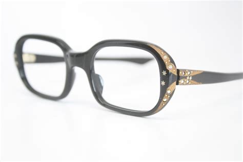 Small Black Rhinestone Cat Eye Glasses Vintage Cateye Frames Etsy